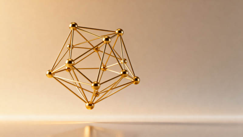 金色几何结构悬浮图片