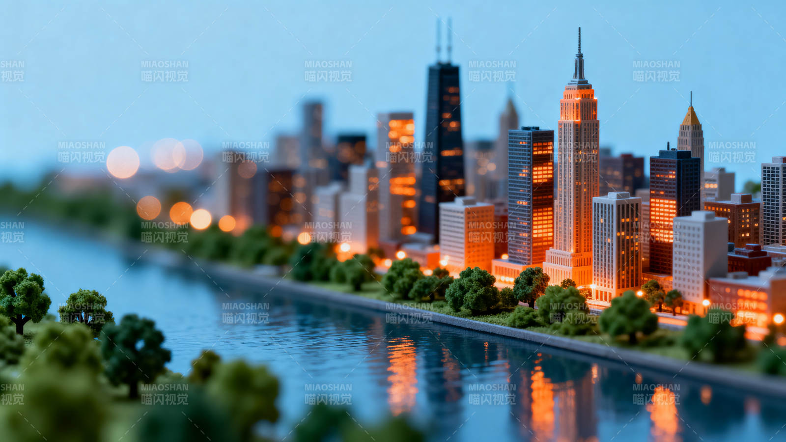 城市天际线模型夜景图片