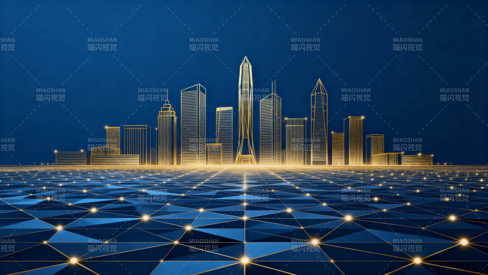 金色线条城市科技背景图片