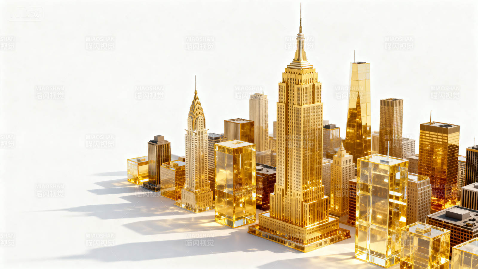 金色城市建筑模型图片