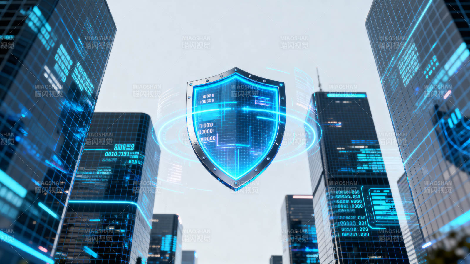 数字安全盾牌城市科技图片