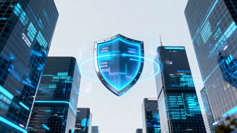 数字安全盾牌城市科技图片
