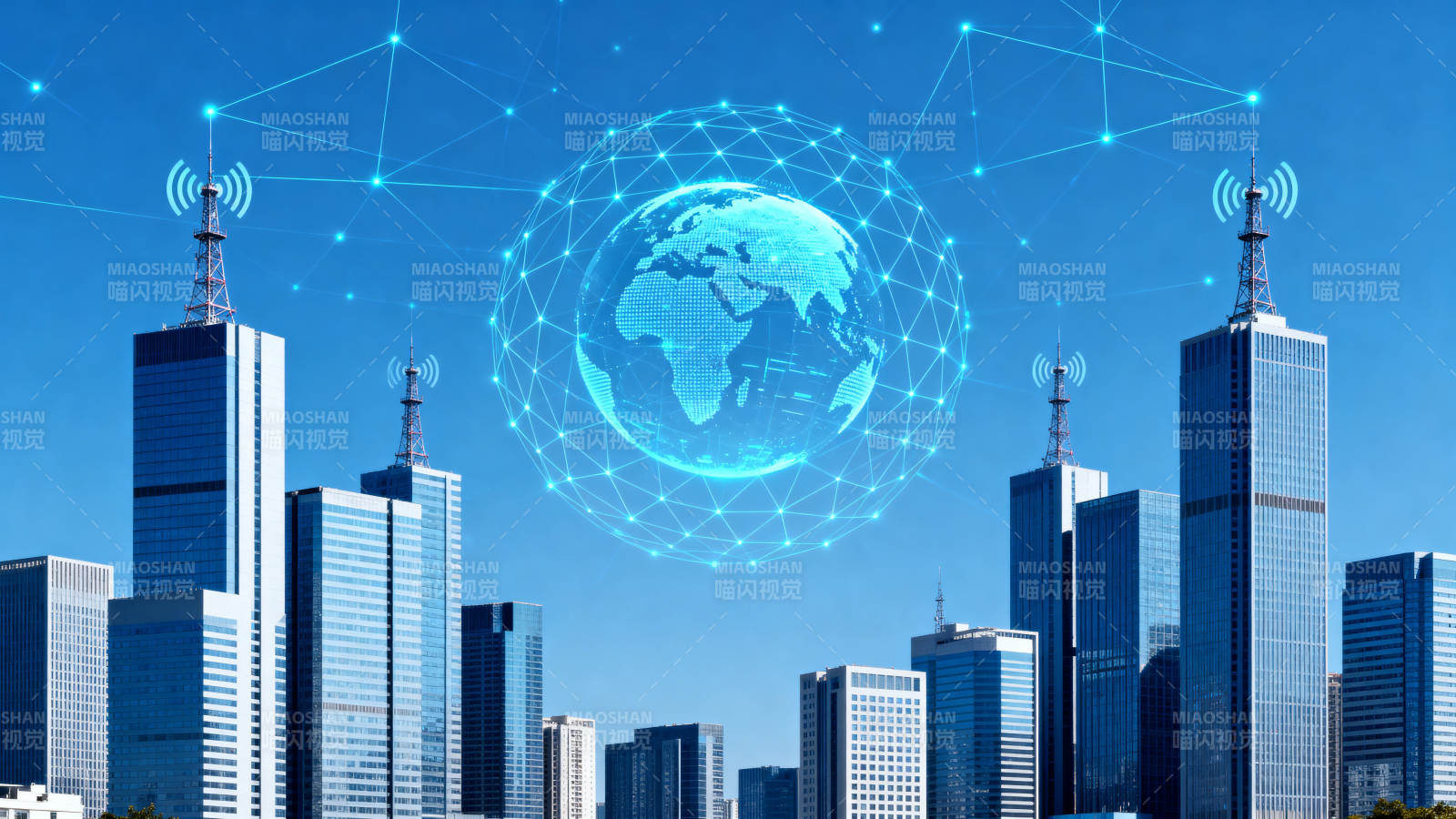 智慧城市全球网络连接图片