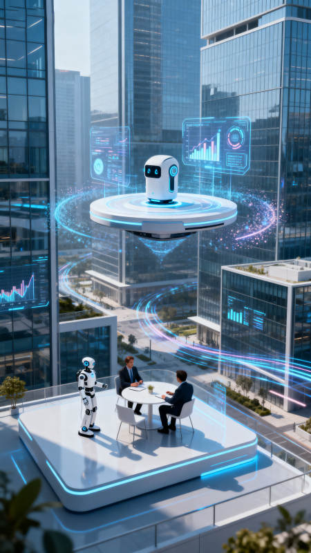 未来科技城市中的智能会议图片