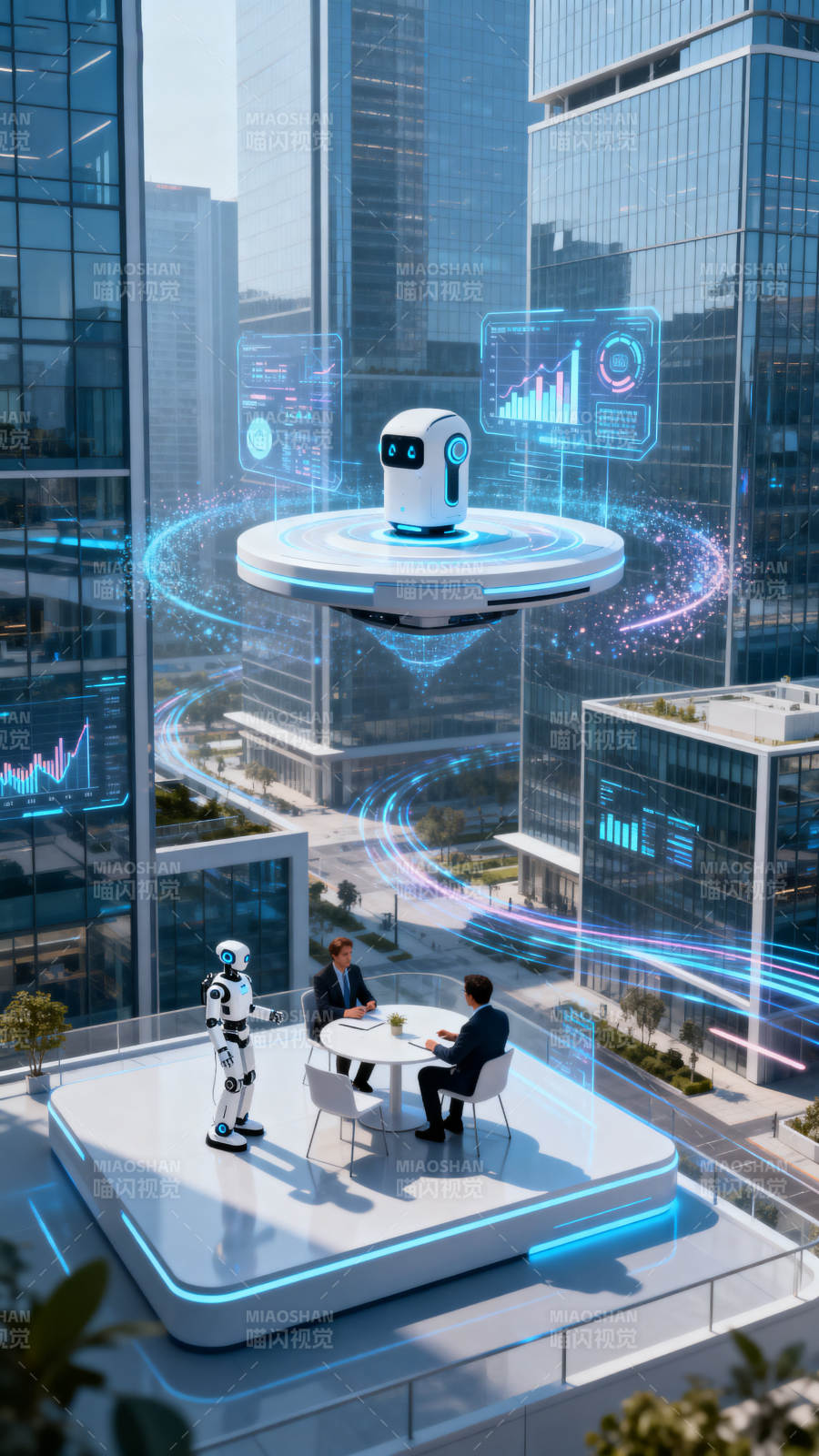 未来科技城市中的智能会议图片