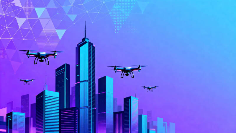 无人机城市科技飞行图片