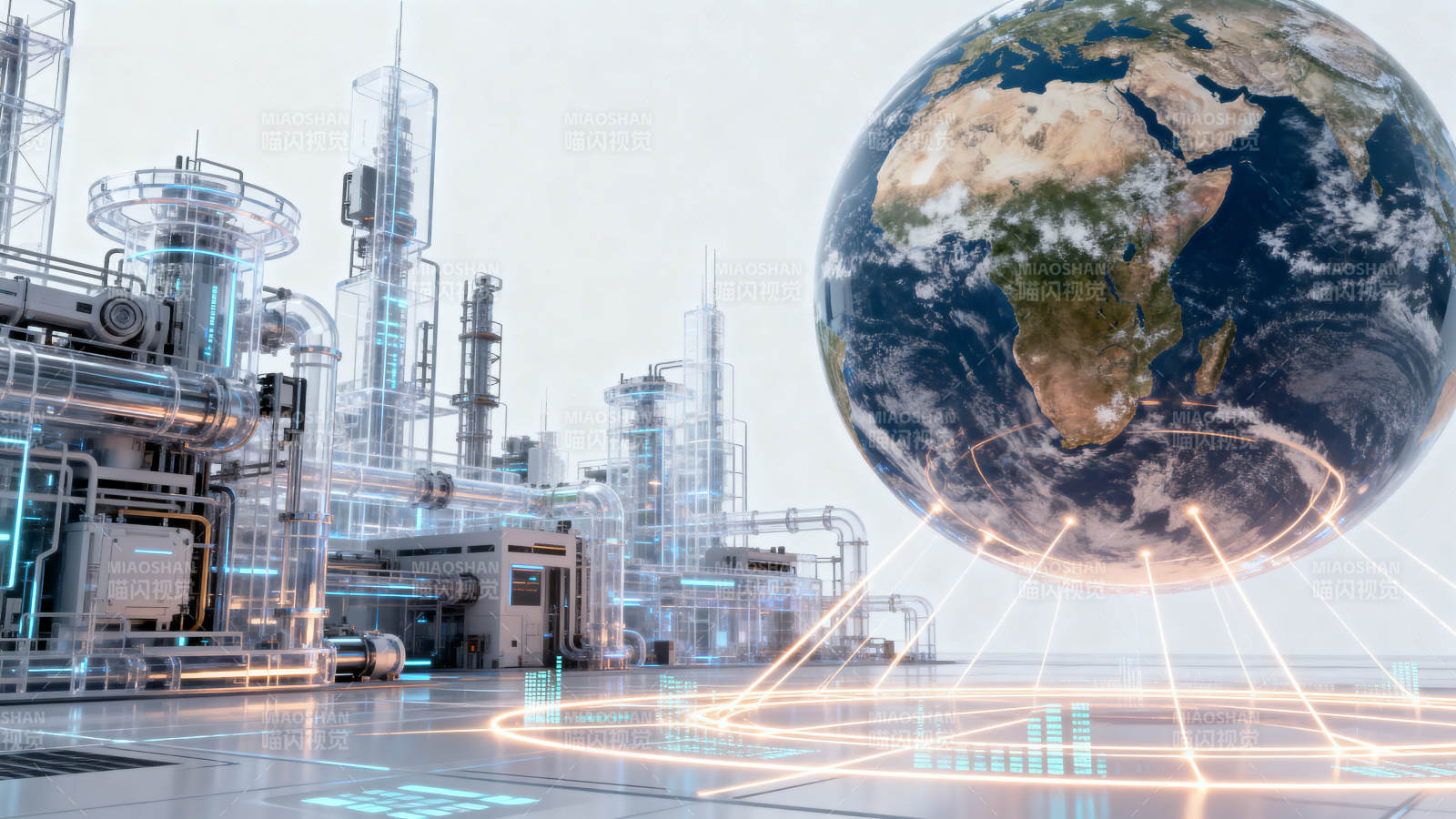 地球与未来工厂的科技连接图片