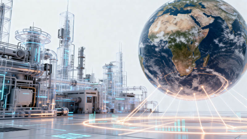 地球与未来工厂的科技连接图片