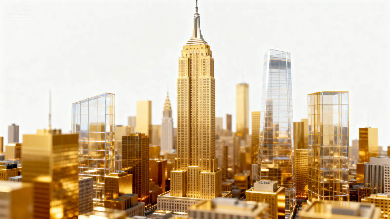 金色城市天际线帝国大厦图片