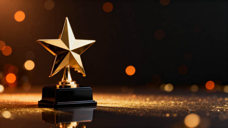 金色星星奖杯荣誉奖赏图片