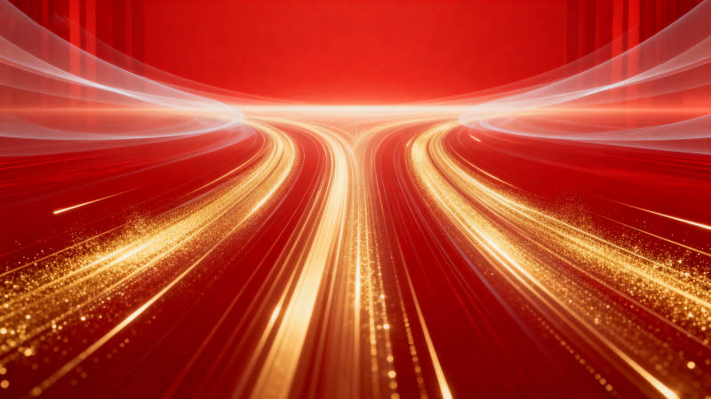 红色背景金色光束抽象背景图片