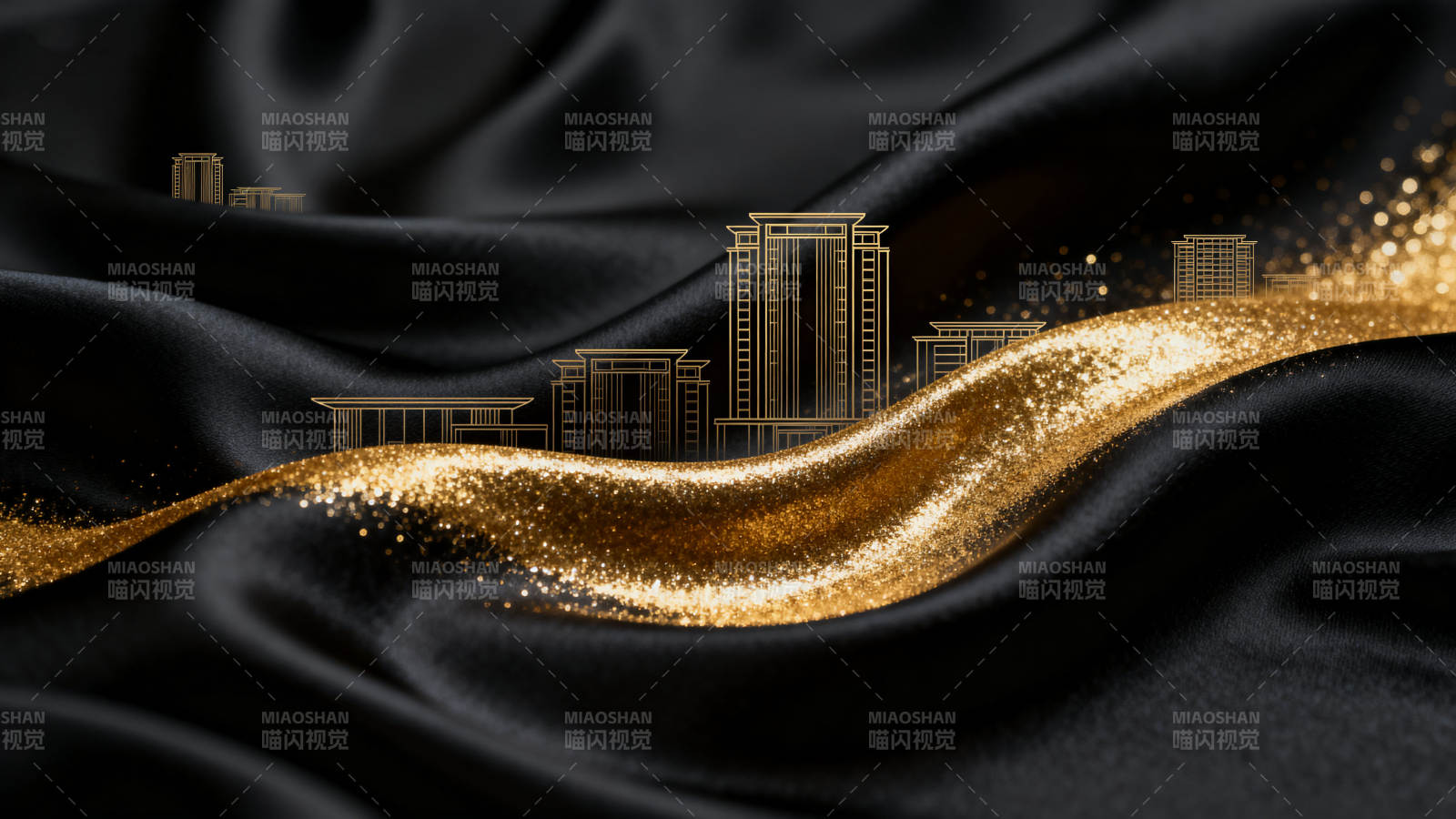 黑金质感城市建筑背景图片