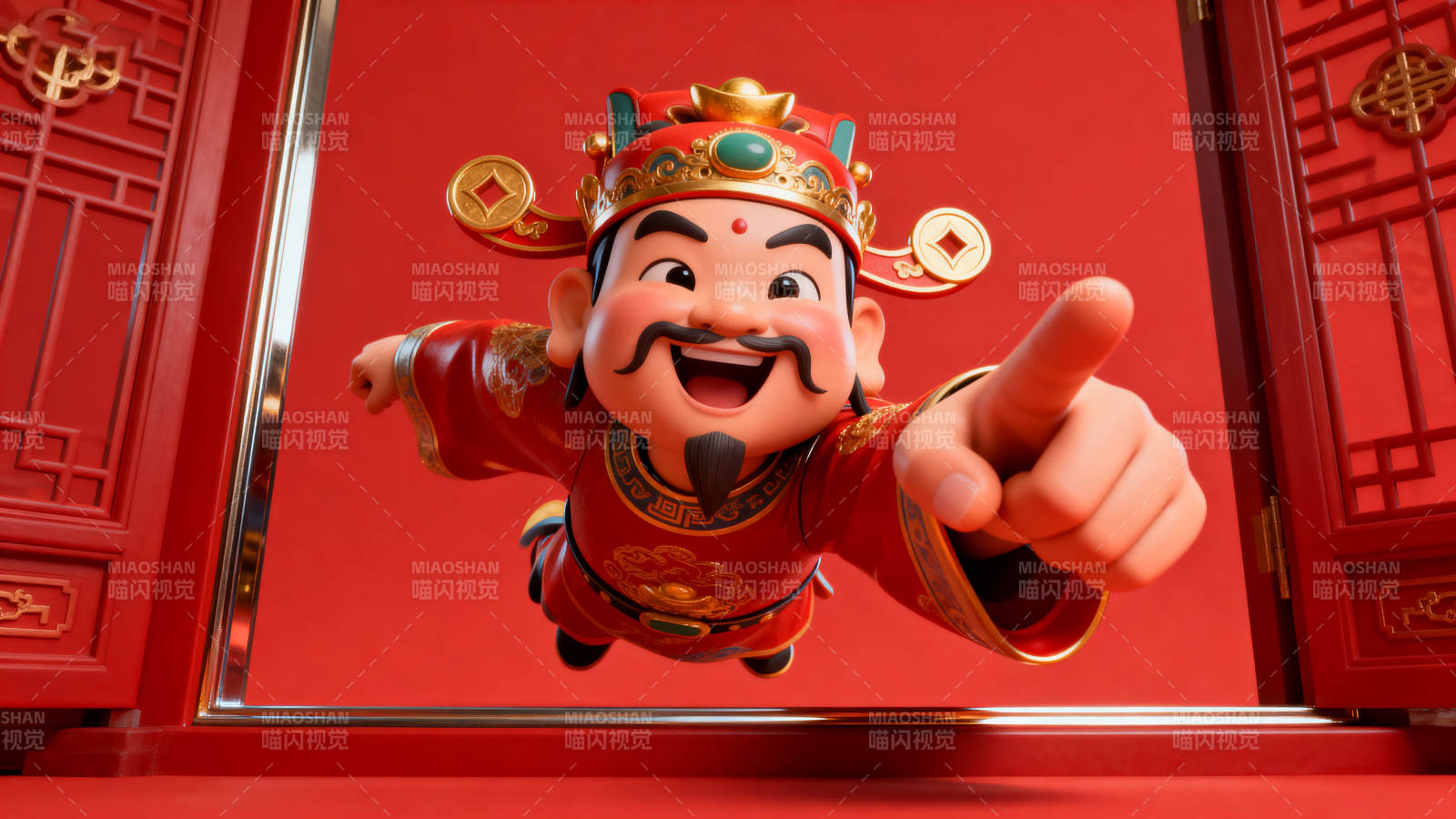 财神爷送福进门喜庆图片