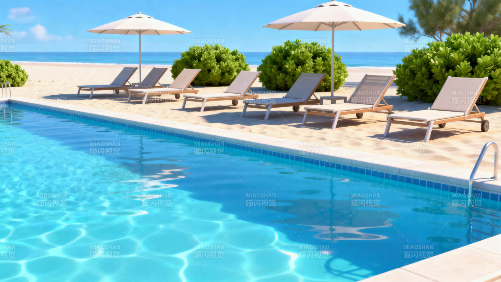 海边泳池休闲度假图片