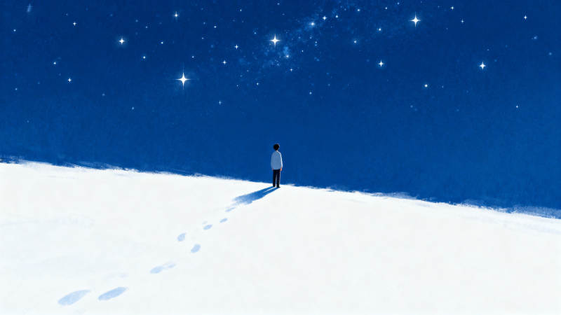 星空下的孤独背影图片