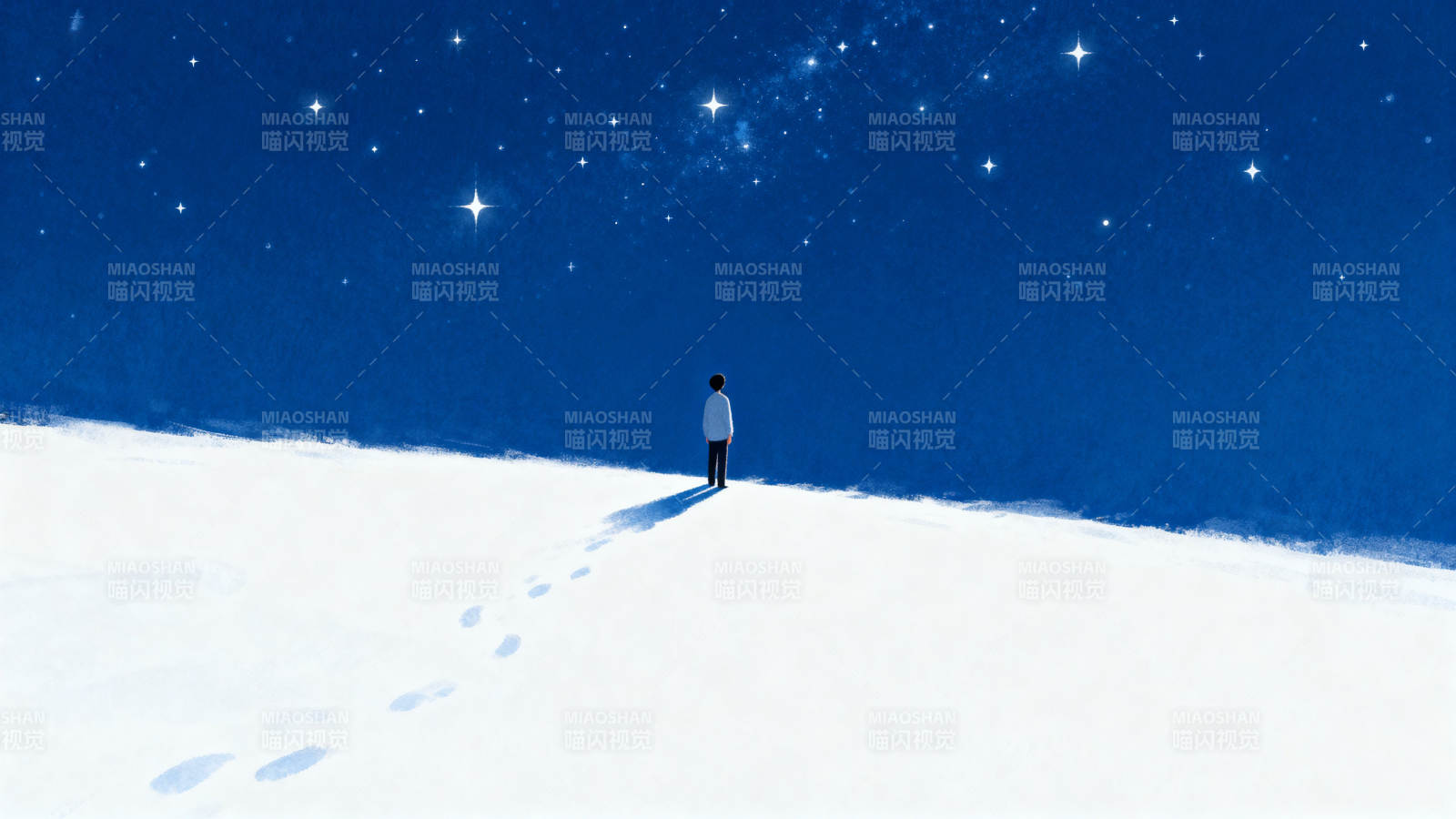 星空下的孤独背影图片