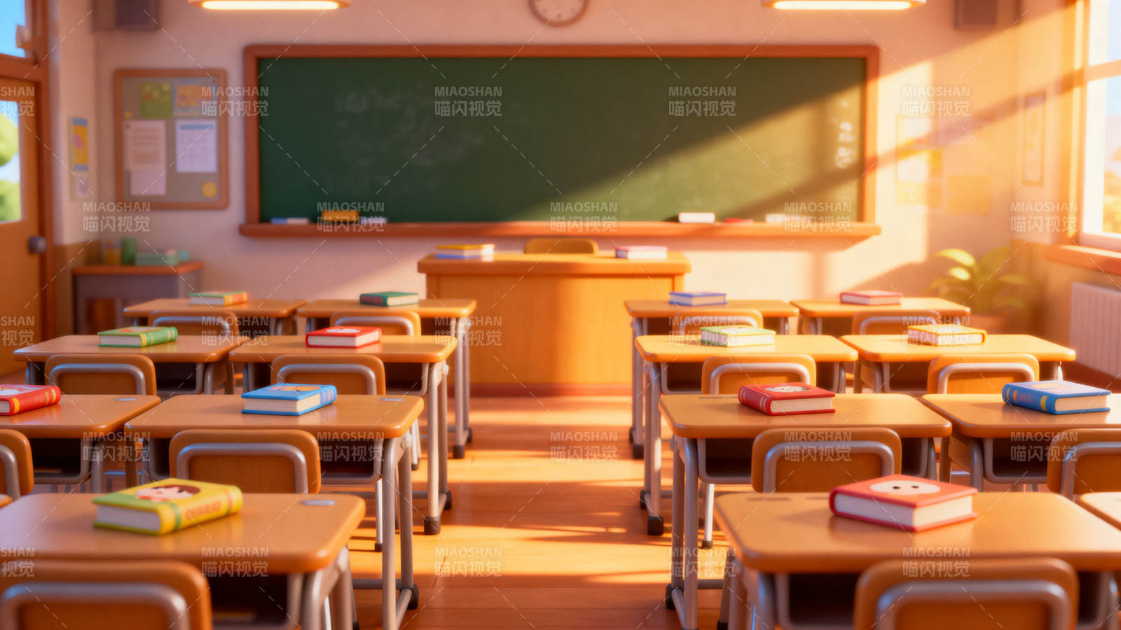 阳光洒满教室的温馨课堂图片