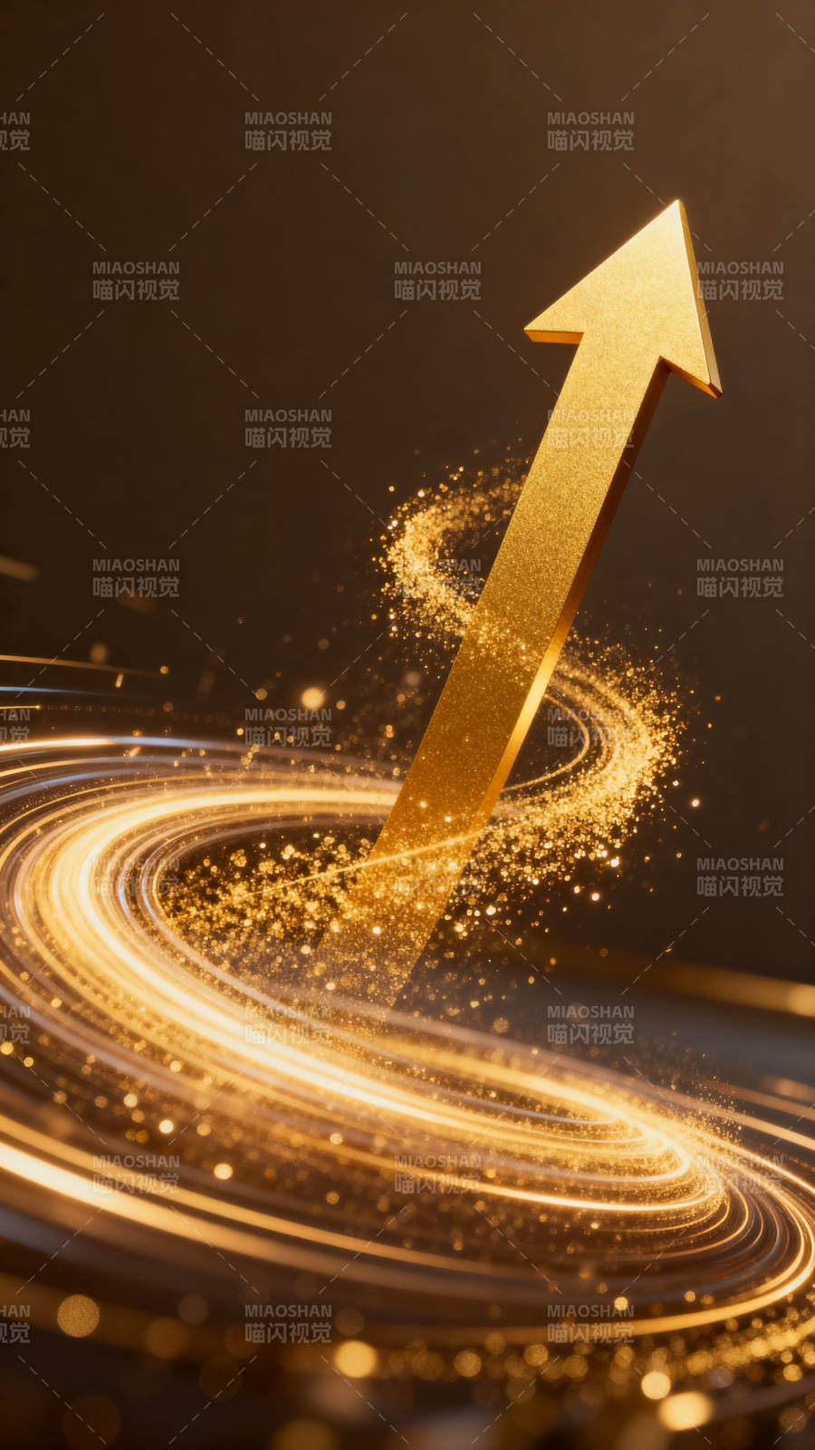 金色上升箭头与光效图片