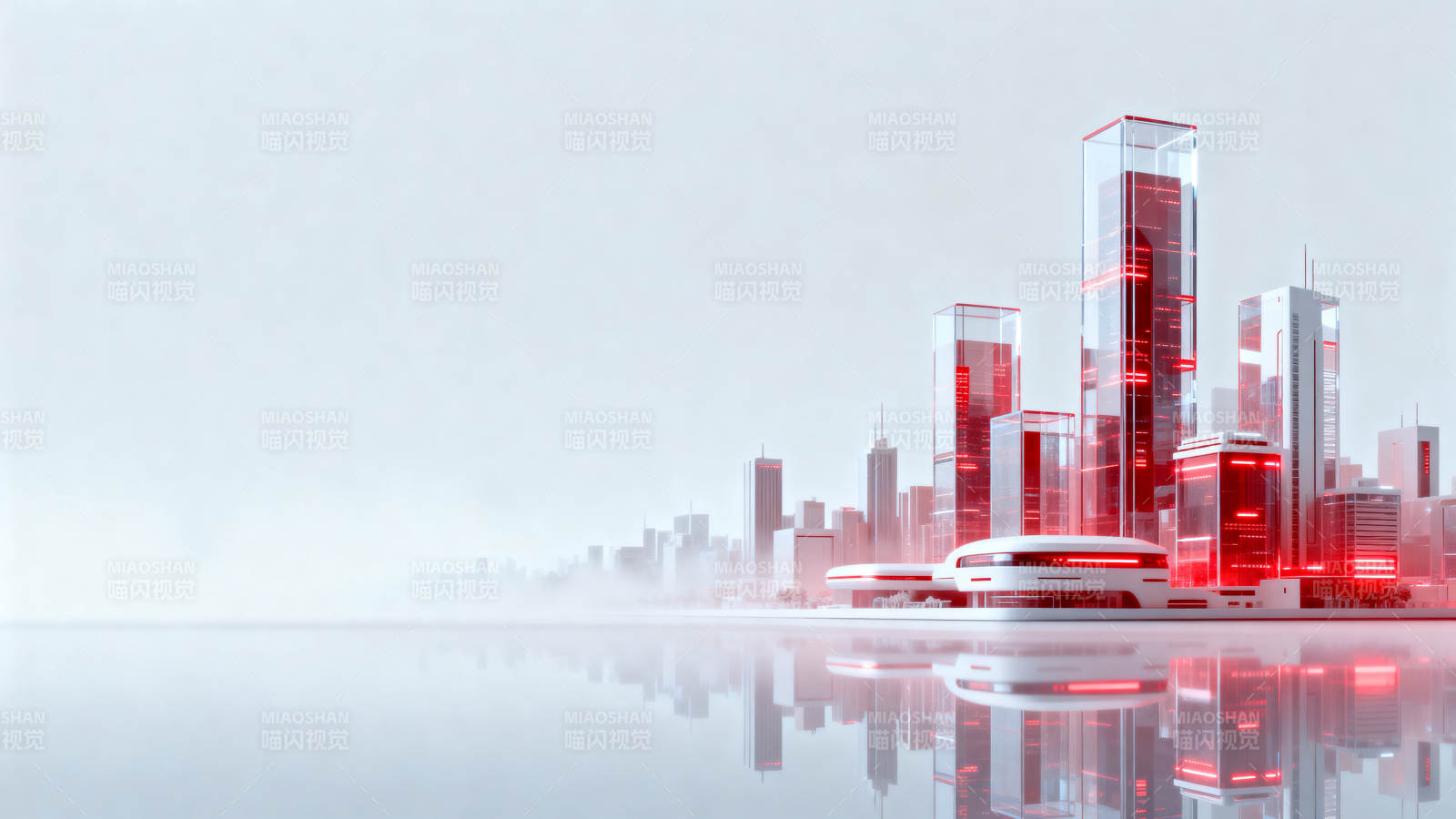 未来城市红色光影建筑图片