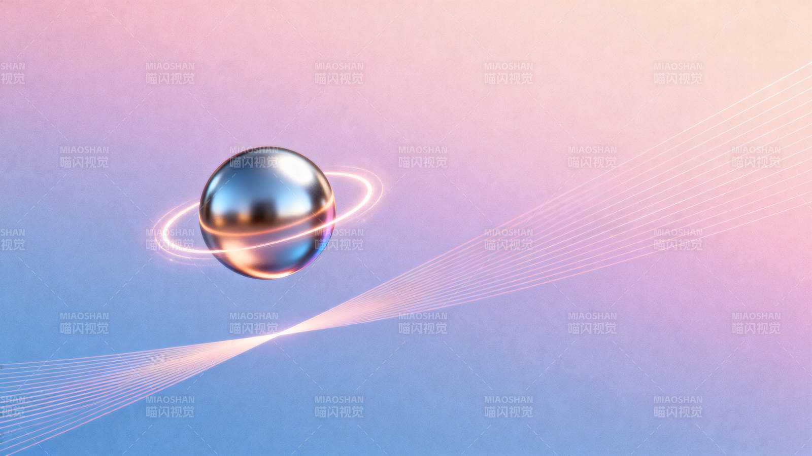 金属球与光晕的科幻场景图片