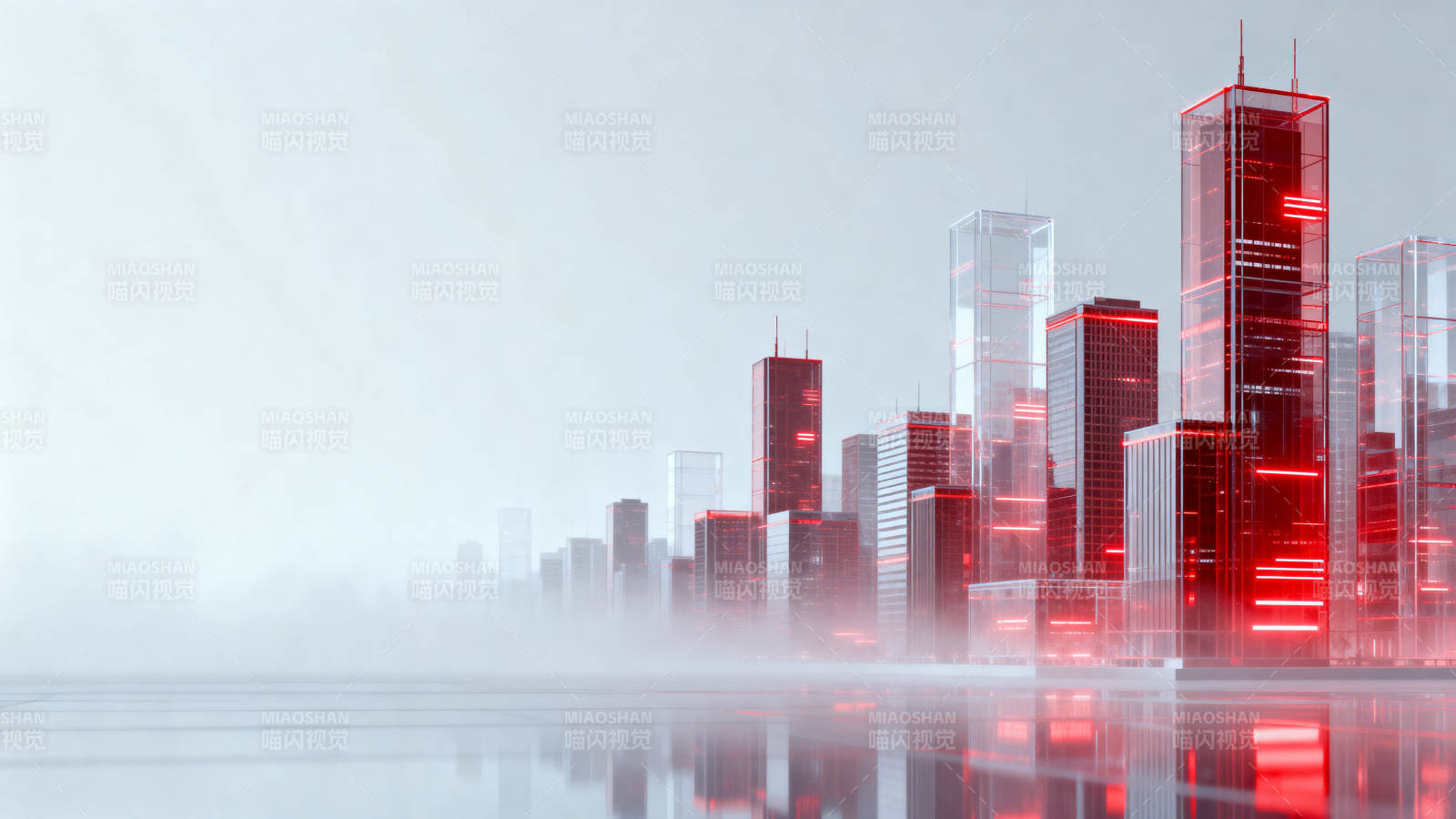 未来城市红色光效图片