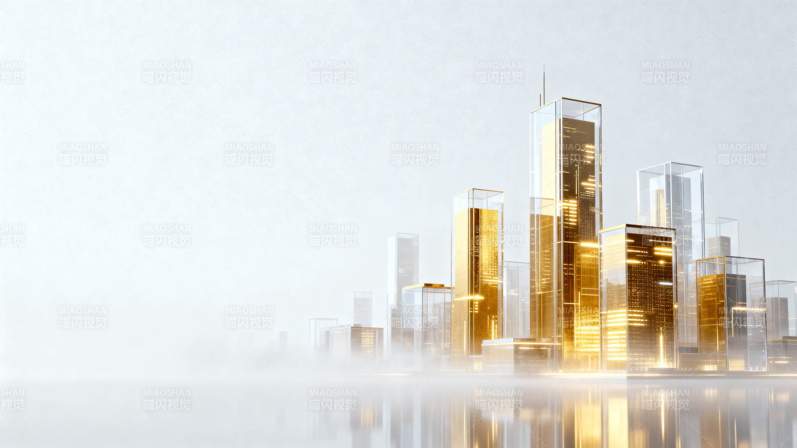 金色城市建筑群抽象设计图片