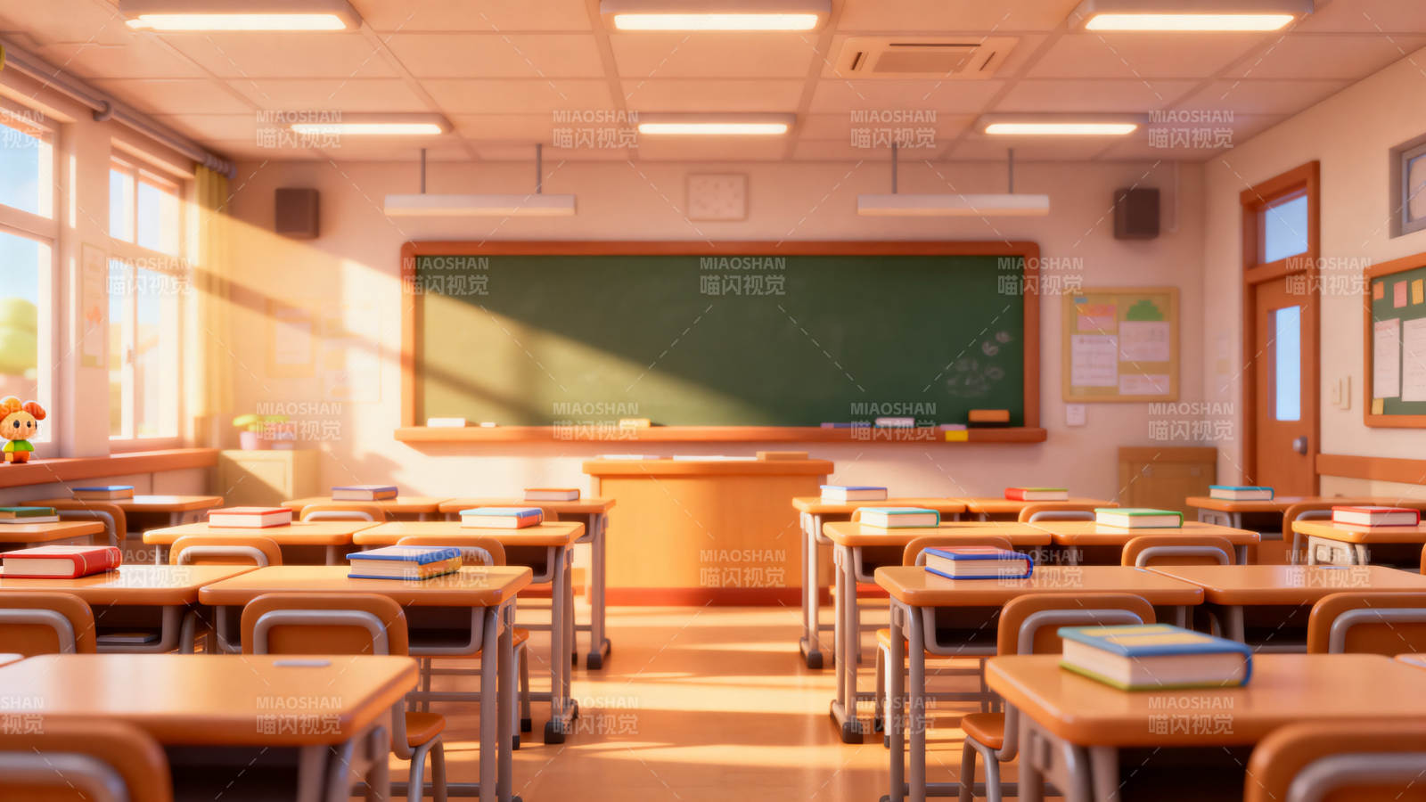 阳光洒满教室的温馨课堂图片