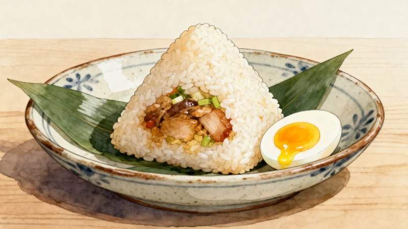 三角饭团与流心蛋的搭配图片