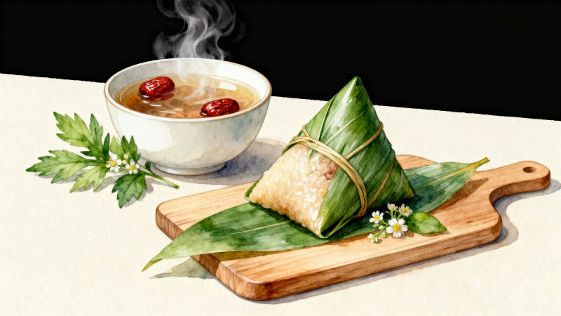 端午节粽子与红枣汤图片