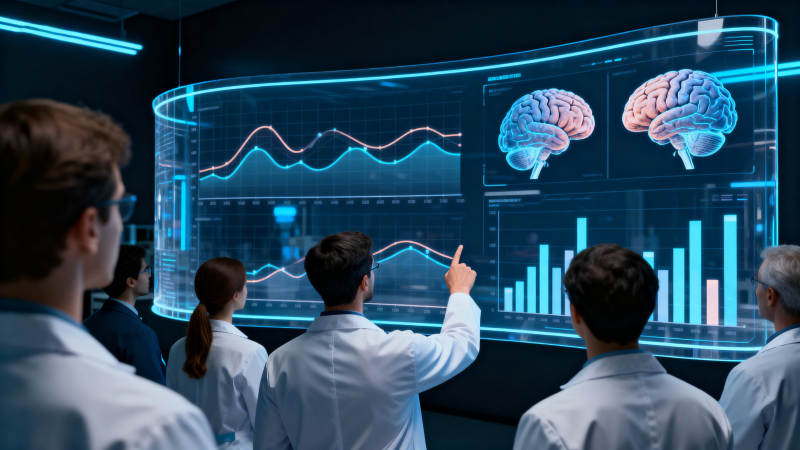 科学家研究大脑数据科技图片