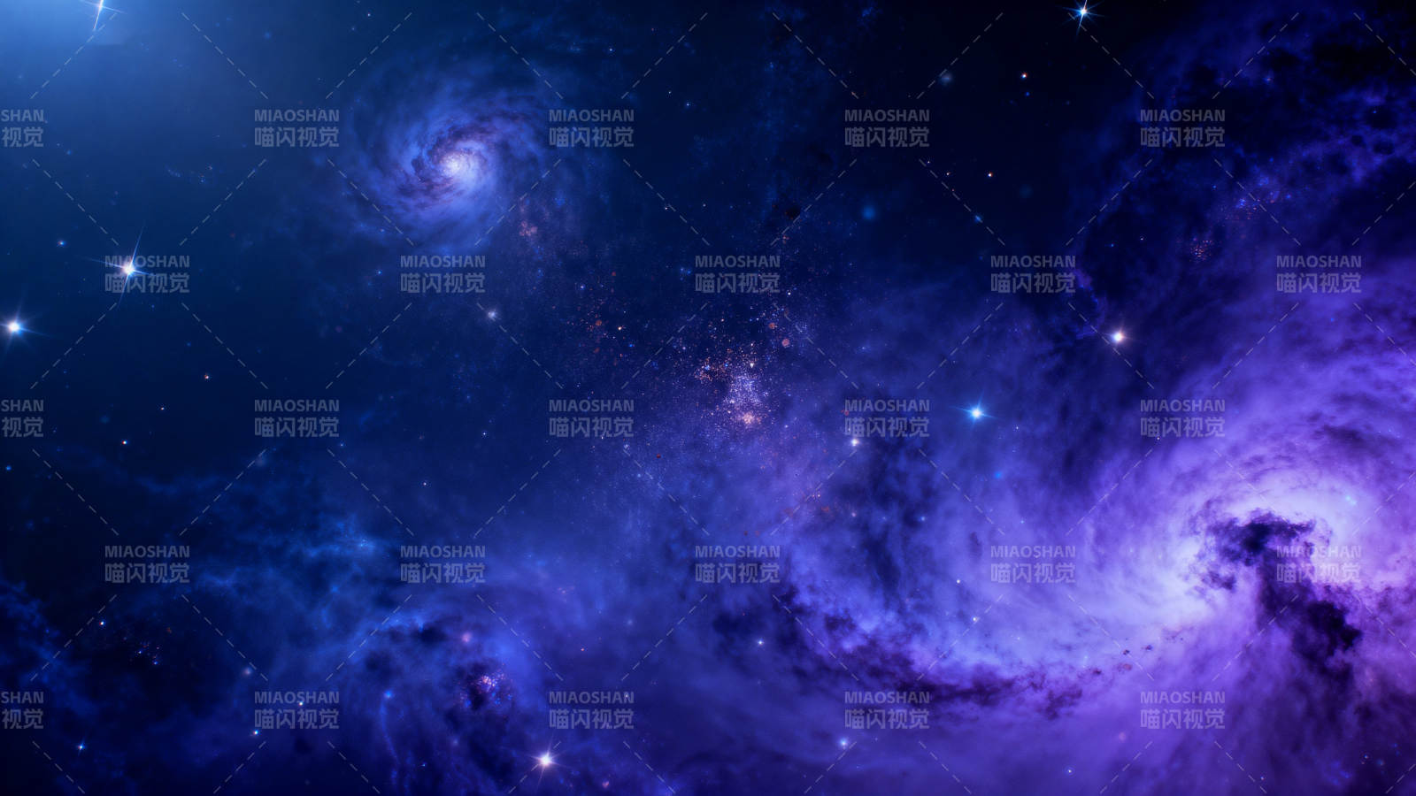 紫色星云与银河系图片