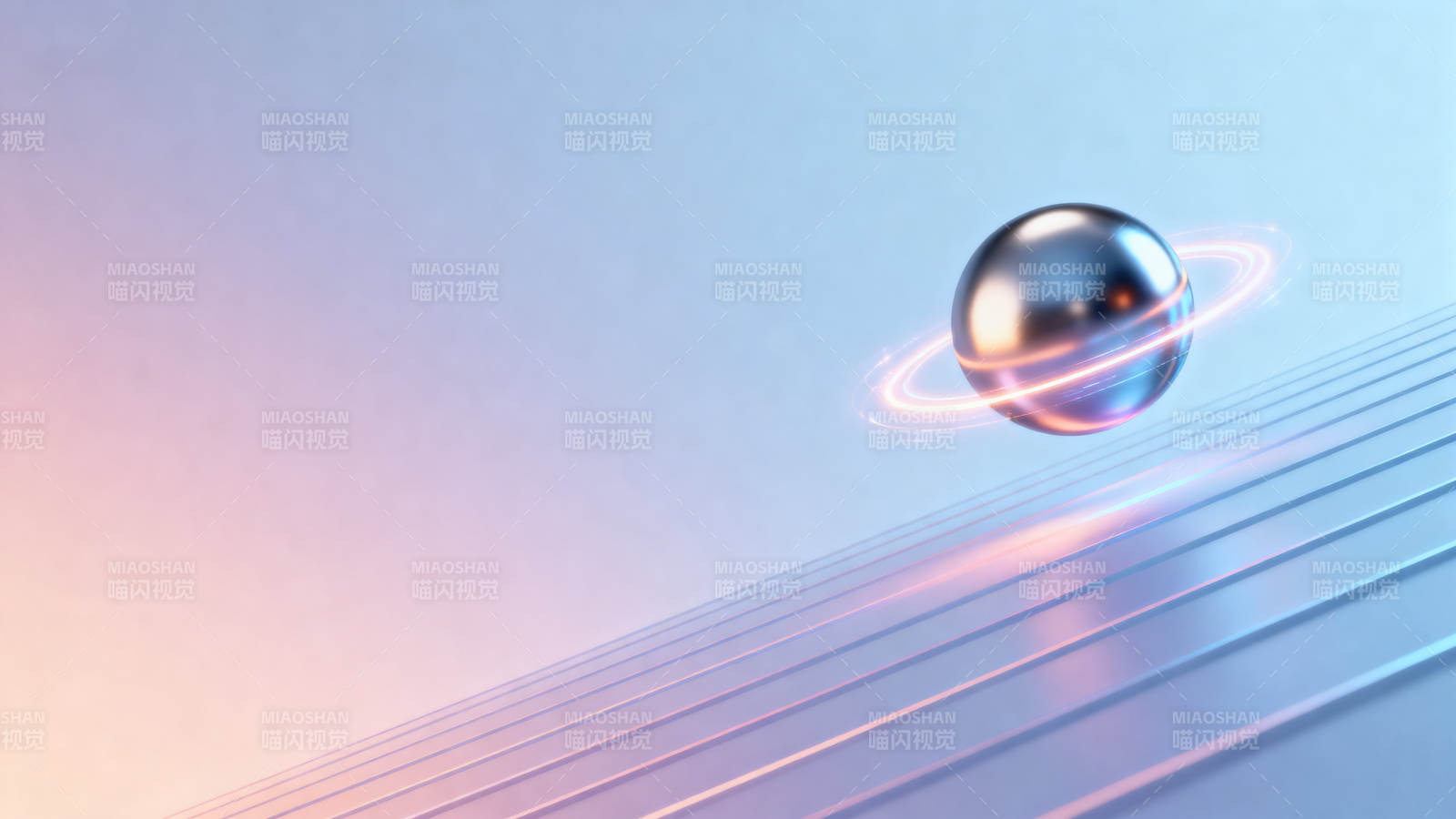 金属球悬浮科技感场景图片