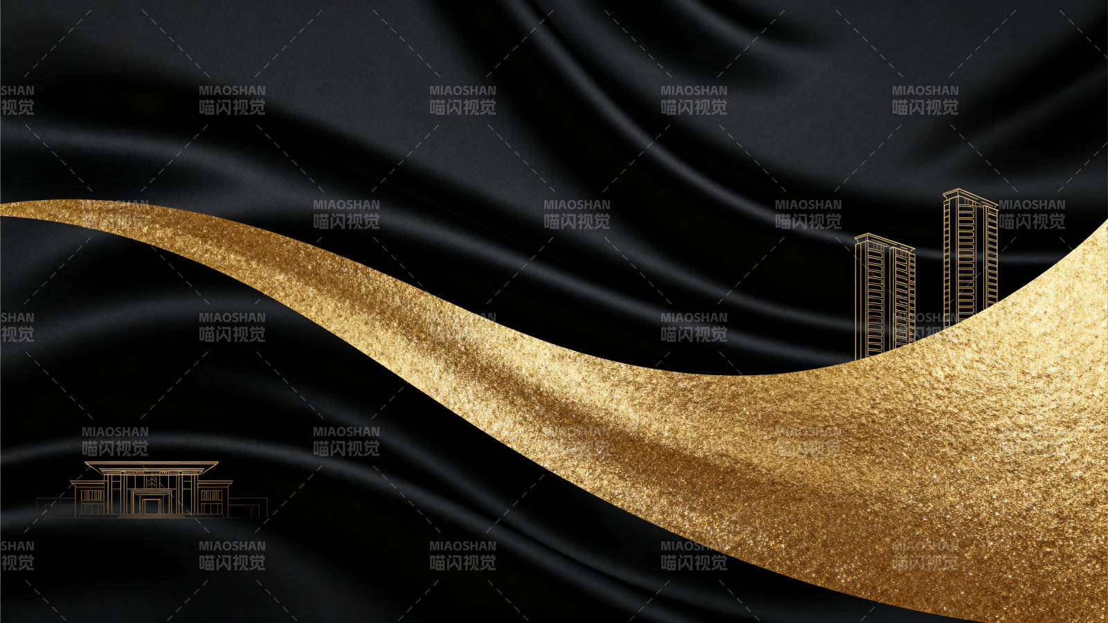 黑金背景建筑线条设计图片