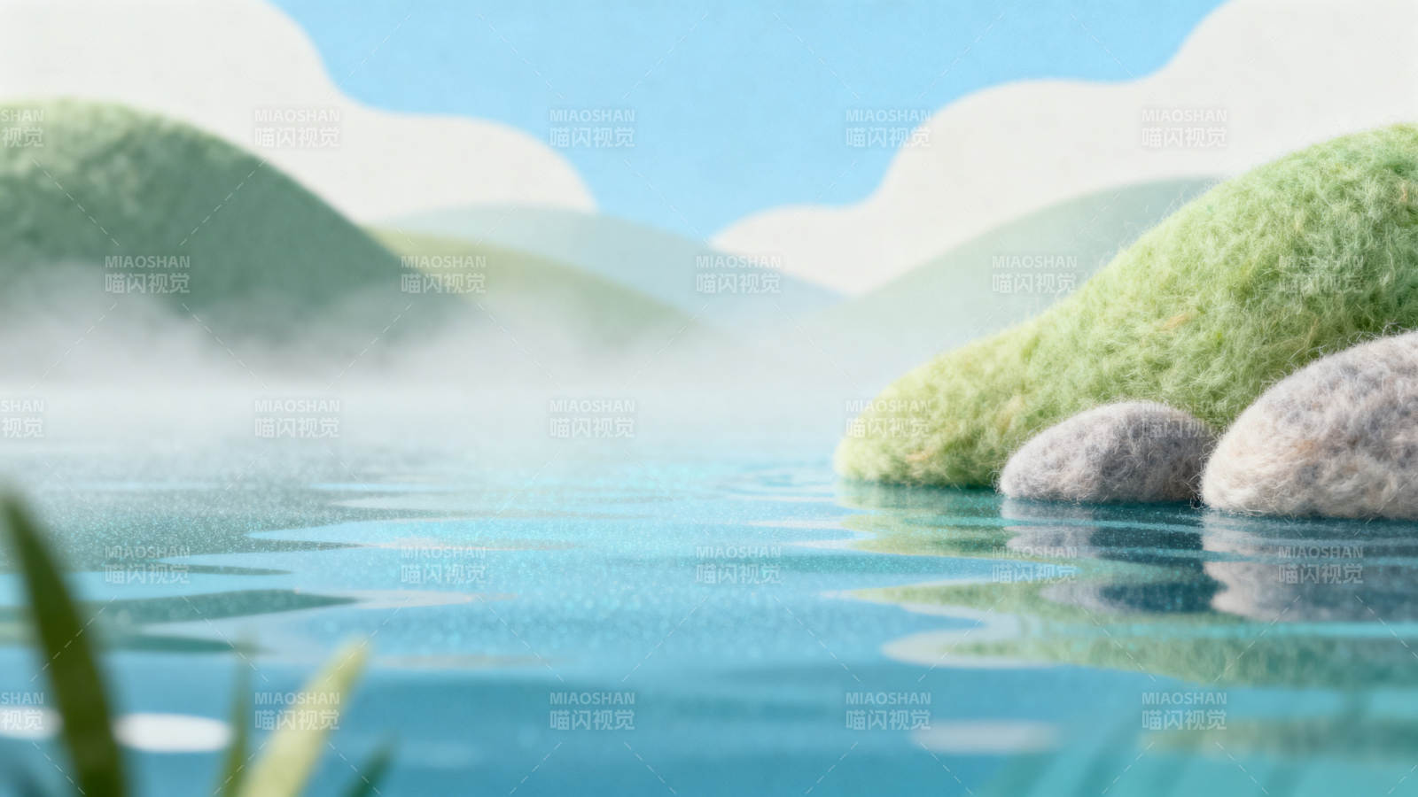 绒毛山水宁静湖面图片