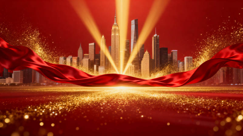 城市辉煌红色背景图片