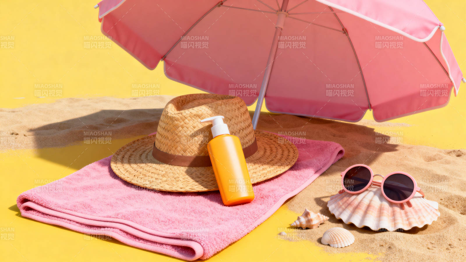 夏日海滩防晒必备物品图片