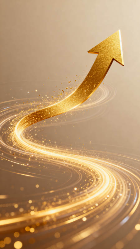 金色上升箭头寓意增长图片