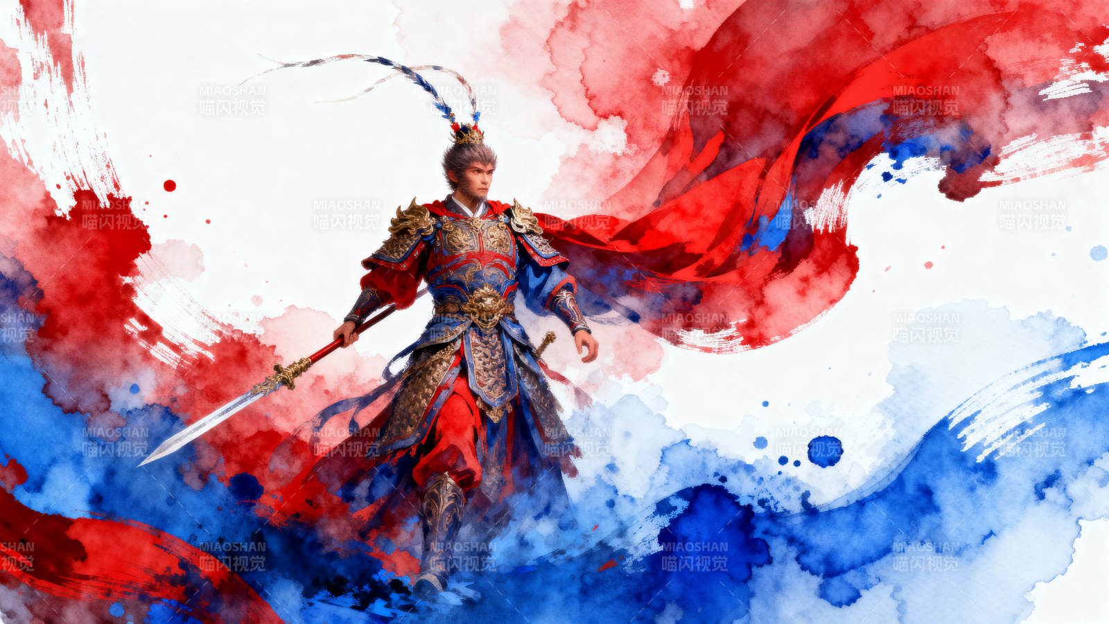 齐天大圣战甲挥矛图片