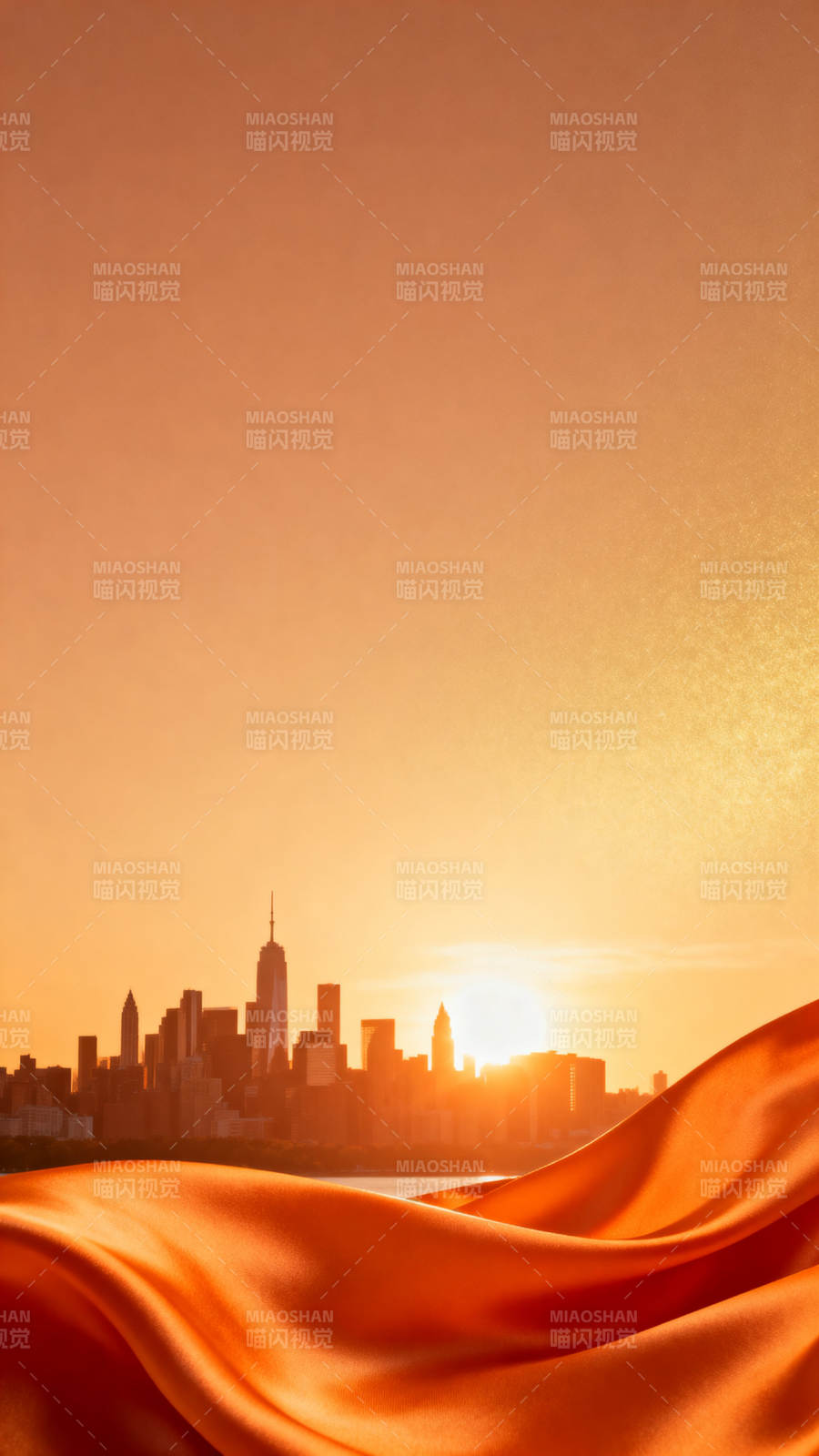 城市日出橙色丝绸图片
