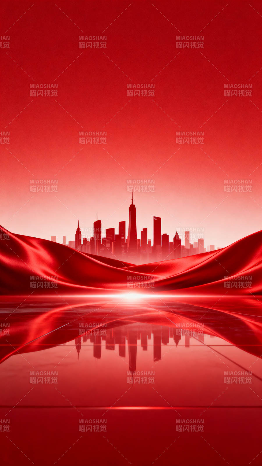 红色城市背景绸缎设计图片