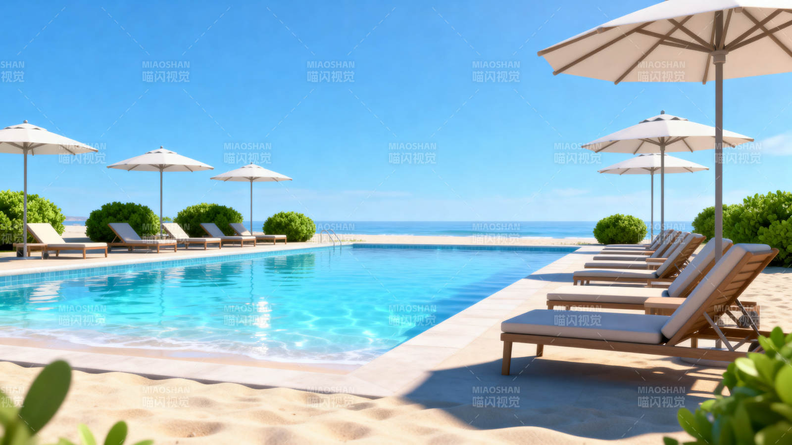 海边泳池休闲度假图片