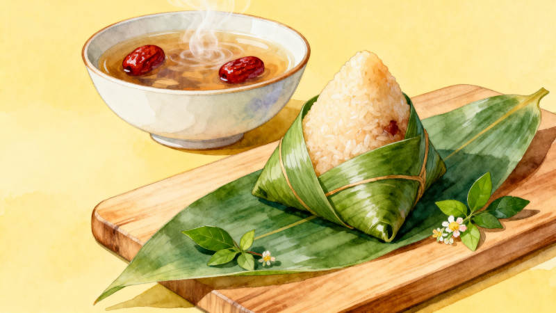 端午节粽子与红枣汤图片