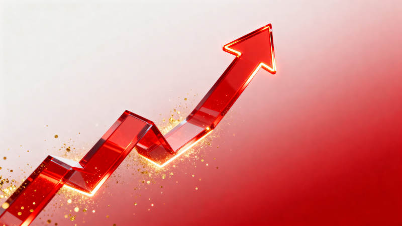 红色上升箭头寓意增长图片