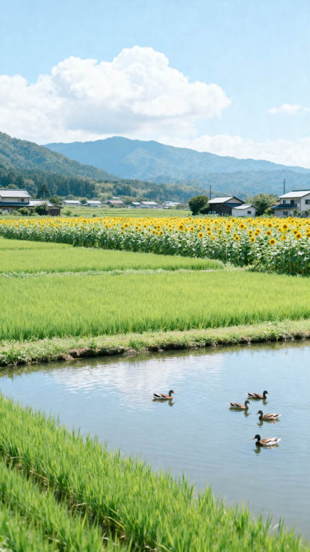 田园风光与向日葵田图片