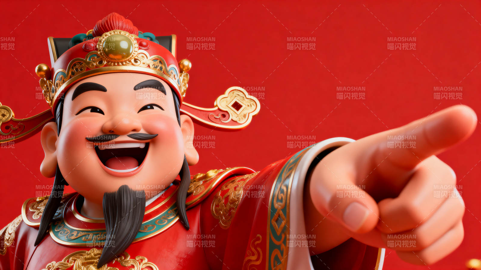 财神爷笑容满面送祝福图片