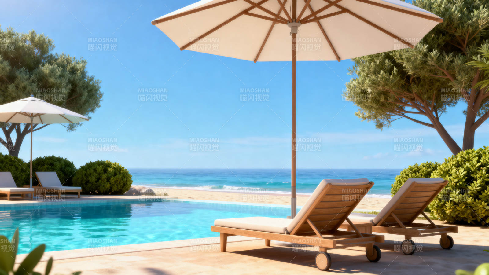 海边泳池休闲度假图片