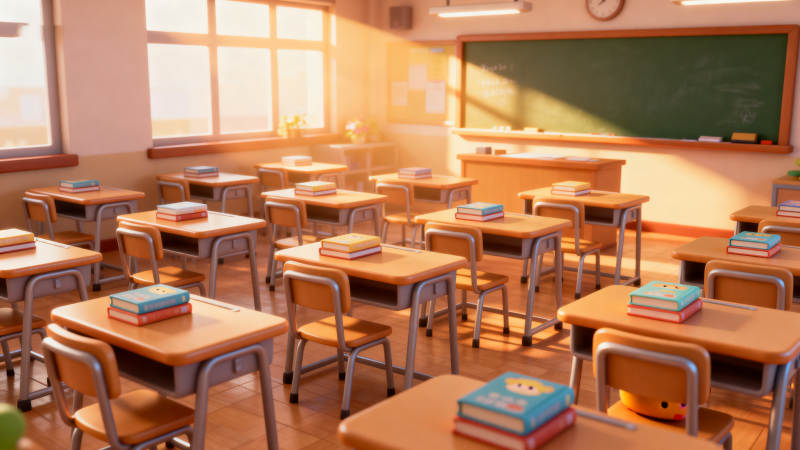 阳光洒满教室的温馨场景图片