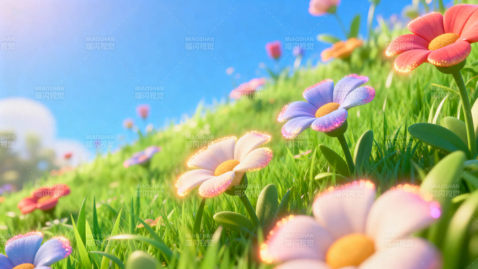 阳光下的梦幻花海图片