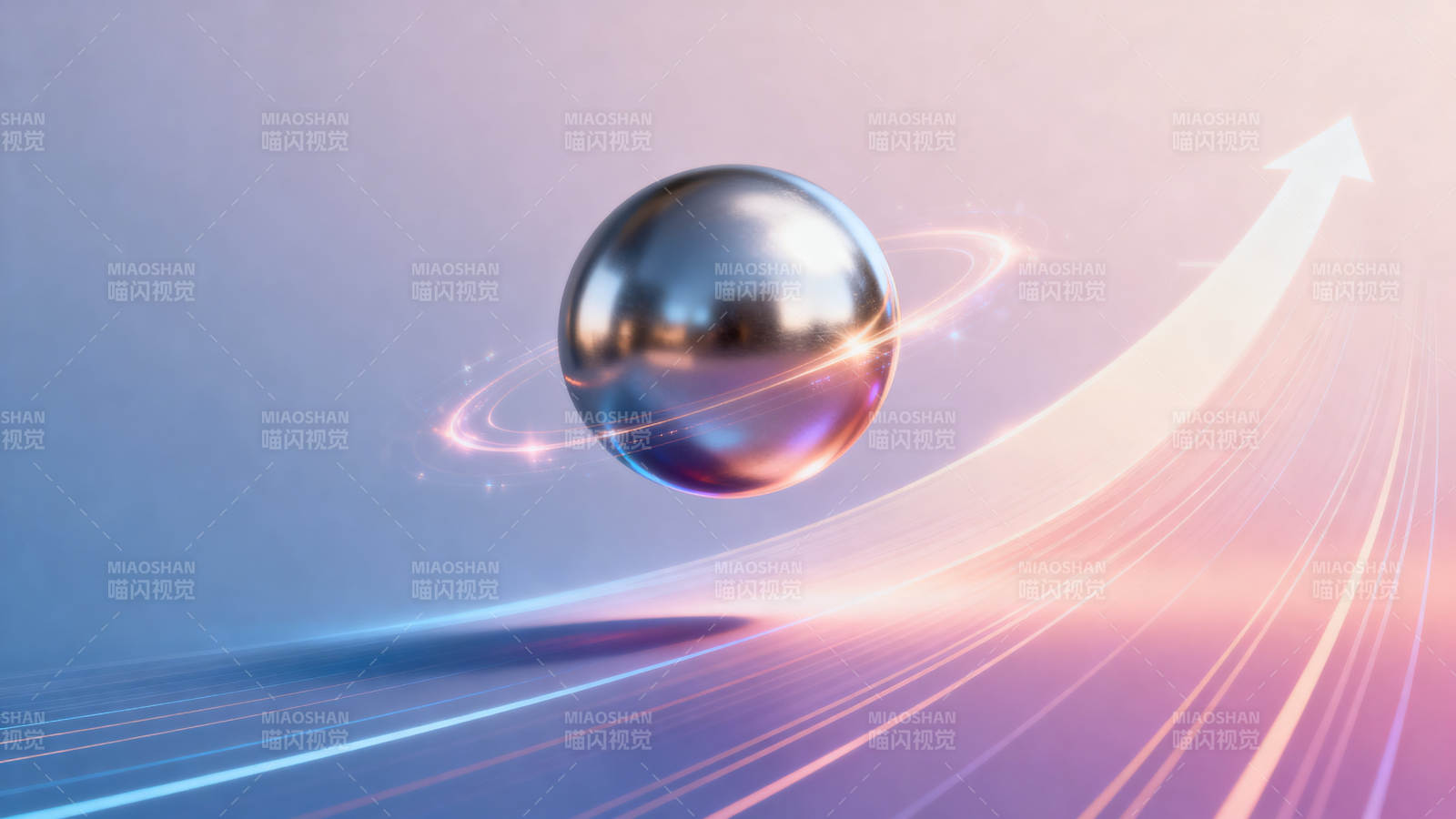 科技感金属球与上升箭头图片