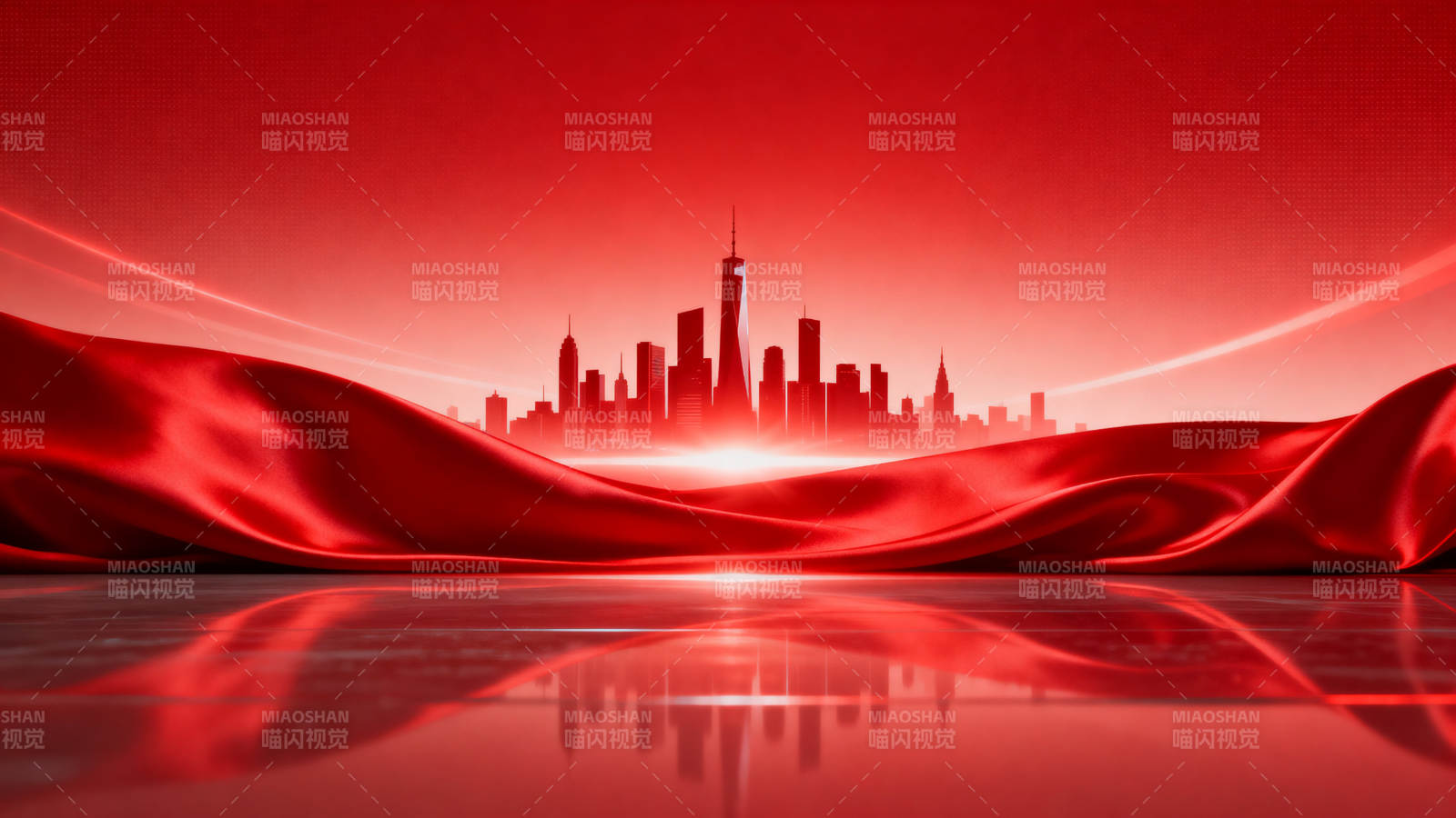 红色城市背景绸缎设计图片